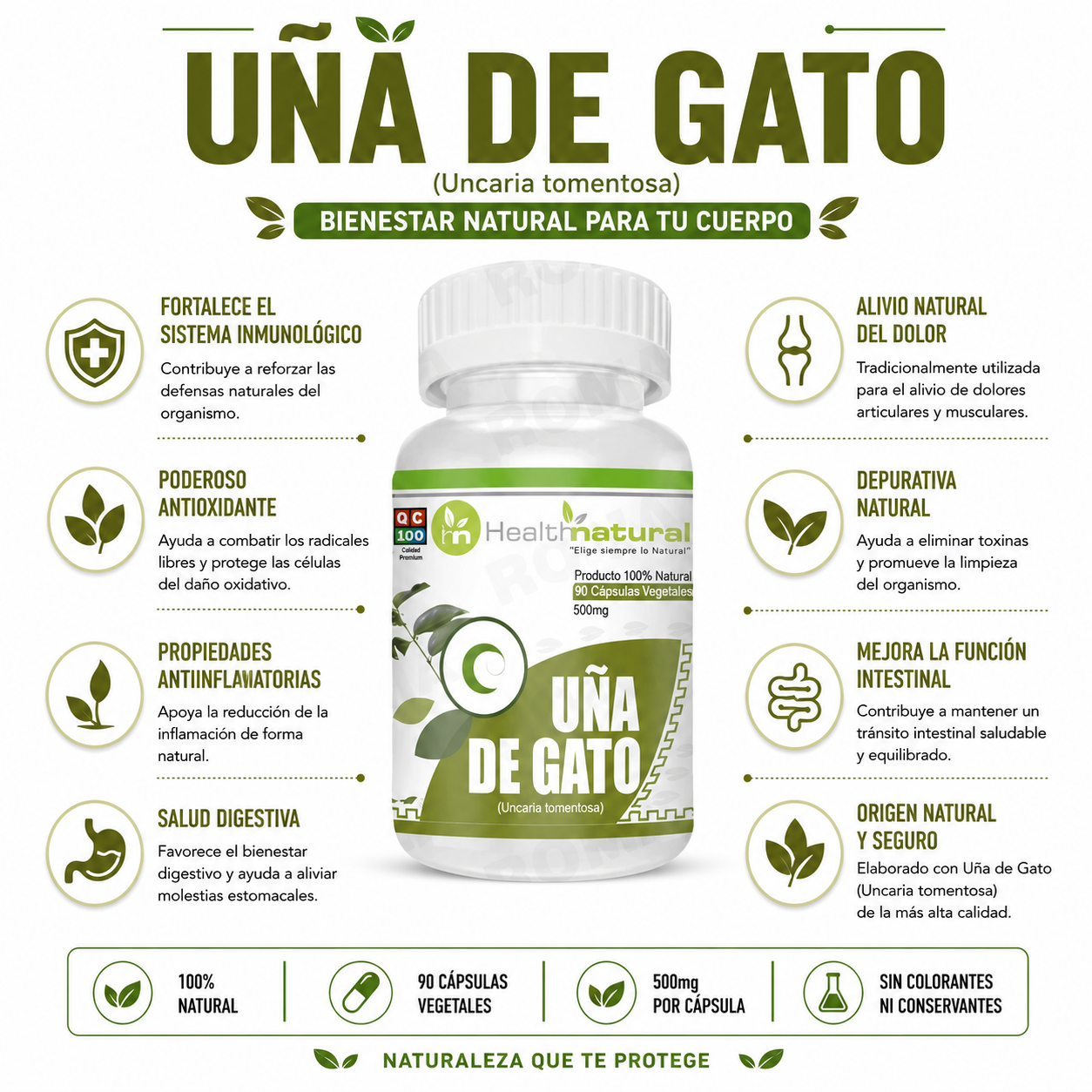 PACK 2 UÑA DE GATO HEALTHNATURAL 1000MG - 2