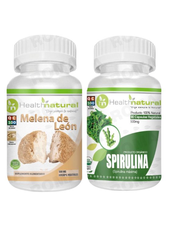 MELENA DE LEÓN HEALTHNATURAL 500MG + SPIRULINA HEALTHNATURAL 500MG - 1