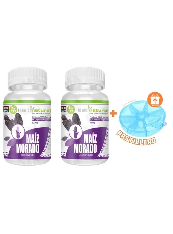 PACK 2 MAIZ MORADO HEALTHNATURAL 1000MG + REGALO PASTILLERO - 1