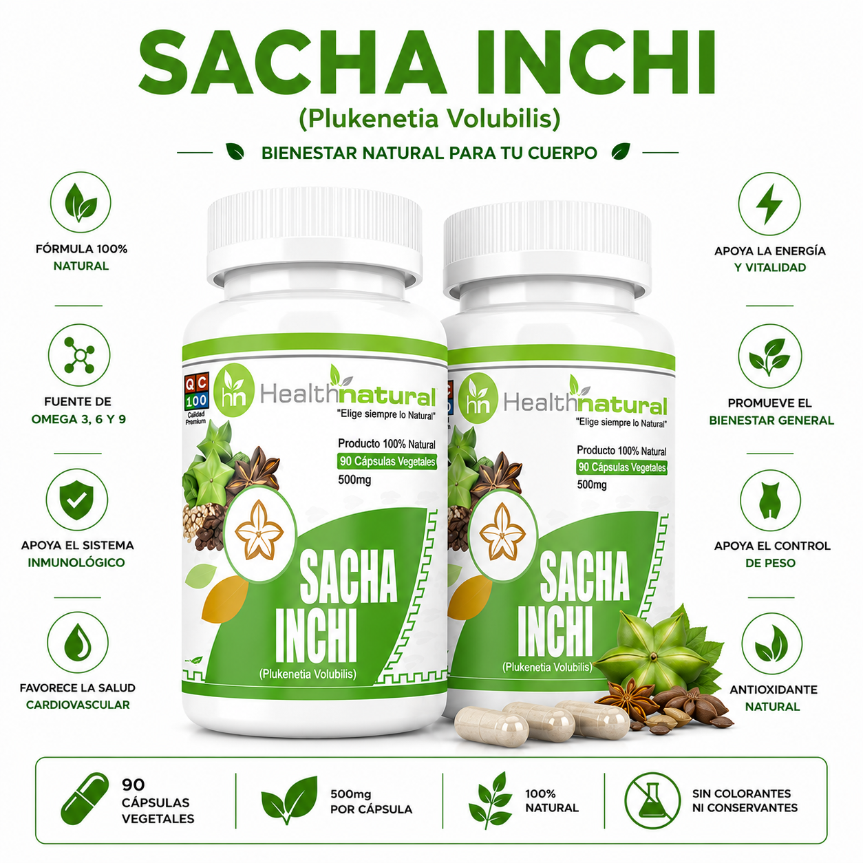 PACK 2 SACHA INCHI HEALTHNATURAL 1000MG - 1
