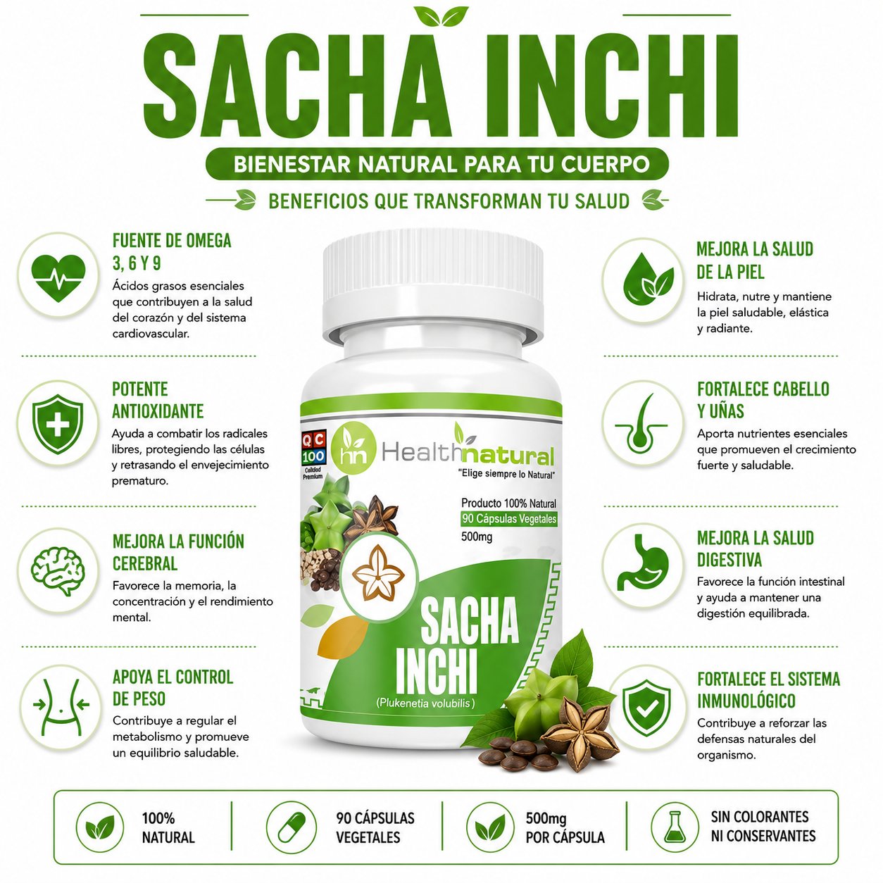 PACK 2 SACHA INCHI HEALTHNATURAL 1000MG - 2