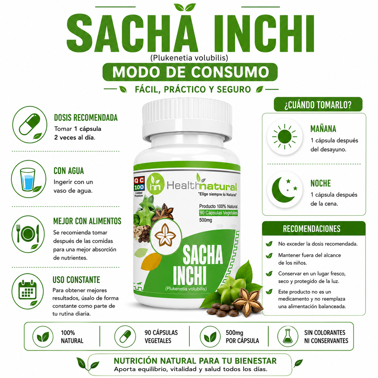 PACK 2 SACHA INCHI HEALTHNATURAL 1000MG - 3