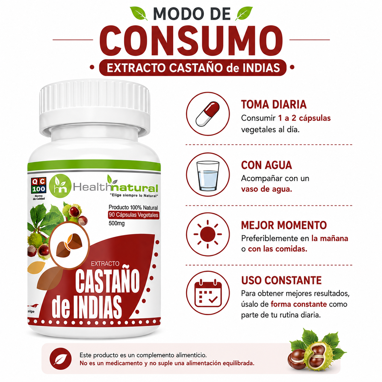 CASTAÑO DE INDIAS HEALTHNATURAL 500MG - 2