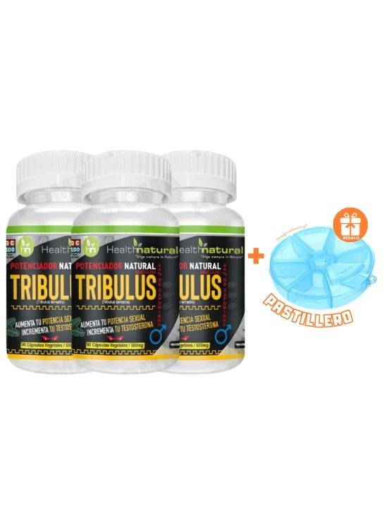 PACK 3 TRIBULUS TERRESTRE HEALTHNATURAL 1500MG + REGALO PASTILLERO - 1