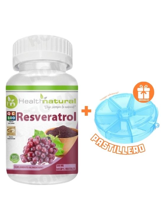 RESVERATROL HEALTHNATURAL 500MG + REGALO PASTILLERO - 1