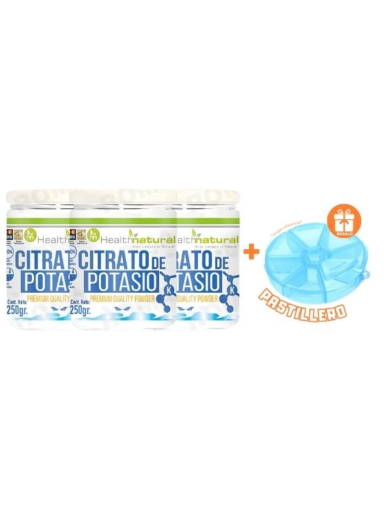 PACK 3 CITRATO DE POTASIO PREMIUM HEALTHNATURAL 750GR + REGALO - 1