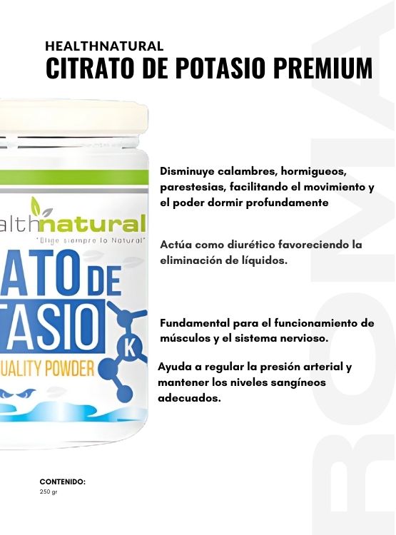 PACK 3 CITRATO DE POTASIO PREMIUM HEALTHNATURAL 750GR + REGALO - 2