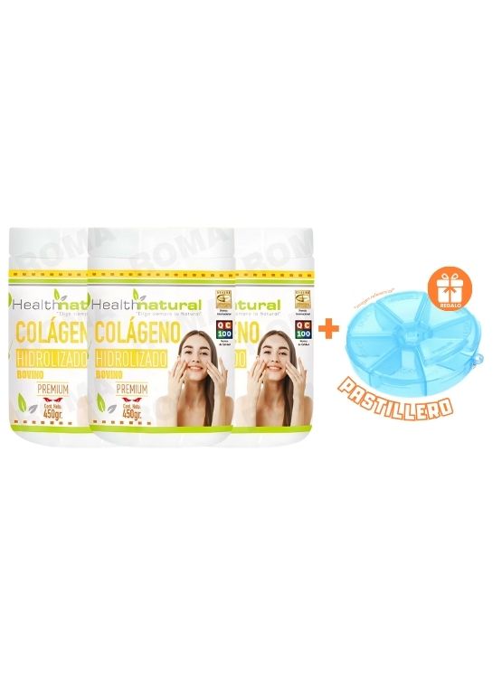 PACK 3 COLÁGENO HIDROLIZADO PREMIUM HEALTHNATURAL 1350MG + REGALO - 1