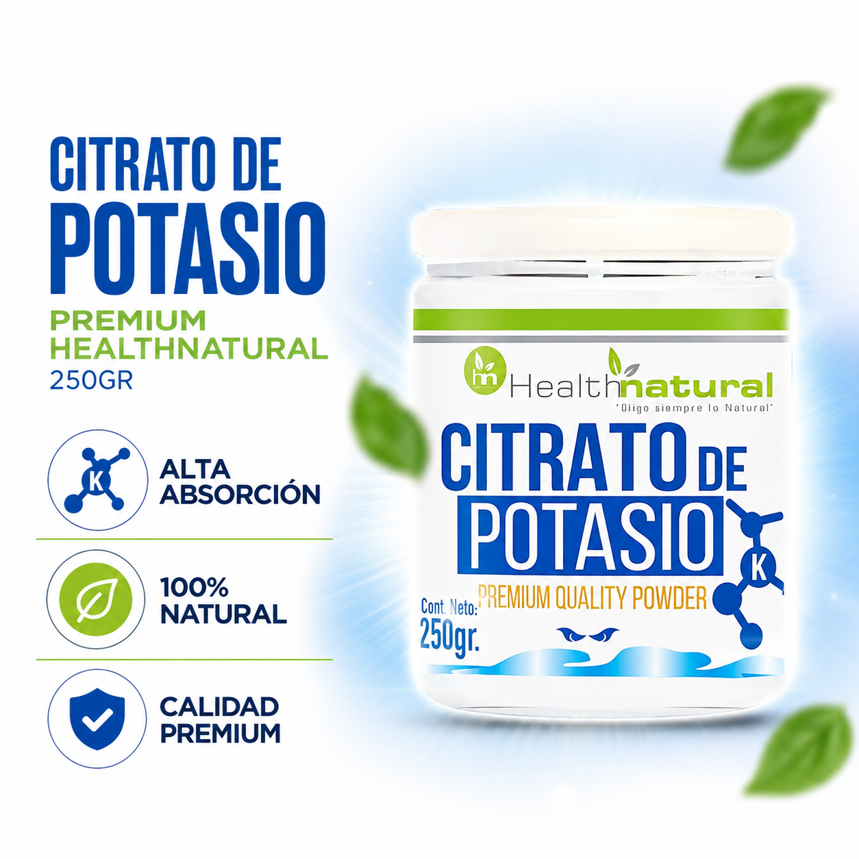 CITRATO DE POTASIO PREMIUM HEALTHNATURAL 250GR - 1