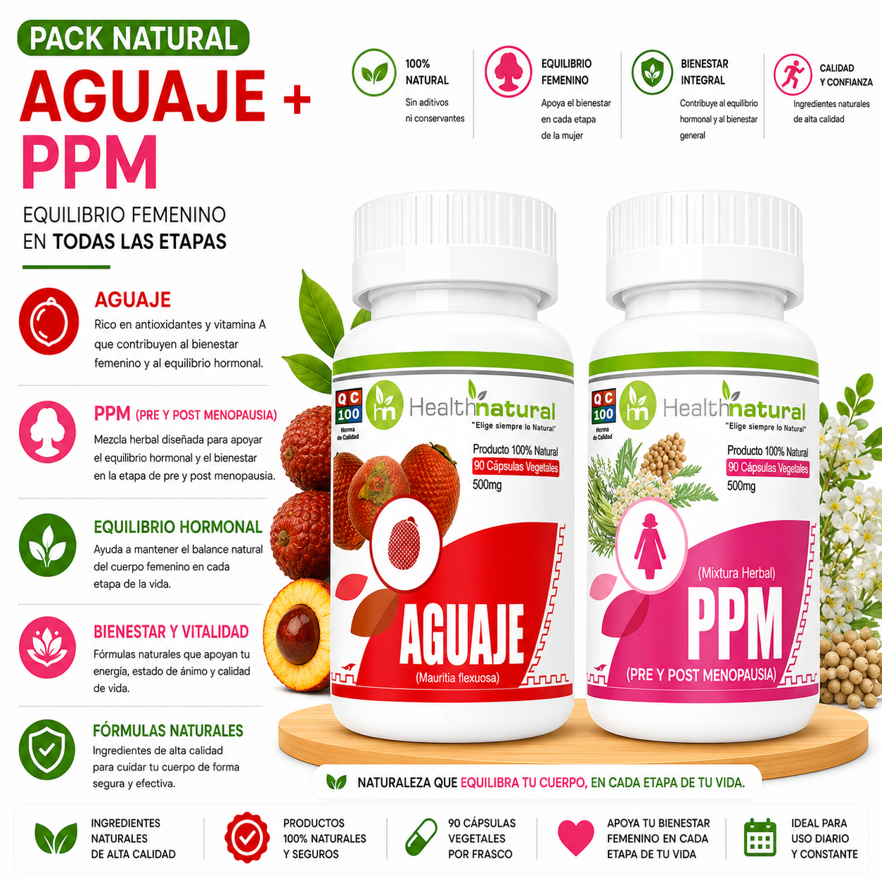 AGUAJE HEALTHNATURAL + PPM (PRE Y POST MENOPAUSIA) HEALTHNATURAL 500MG - 1