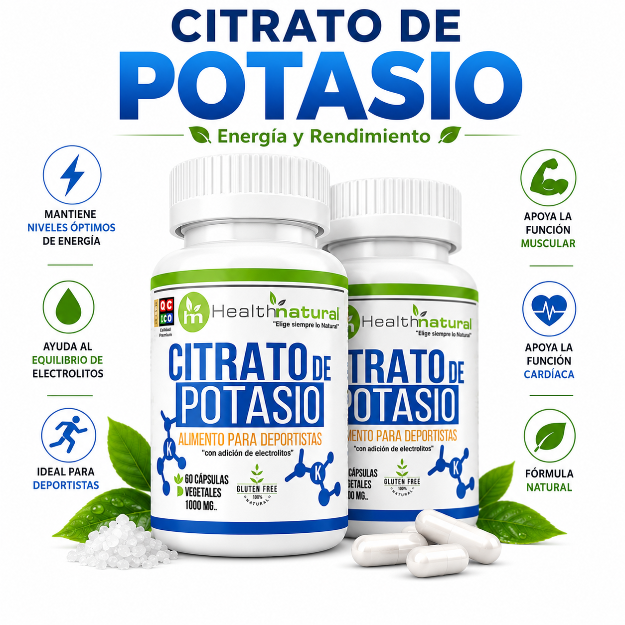 PACK 2 CITRATO DE POTASIO HEALTHNATURAL 2000MG - 1