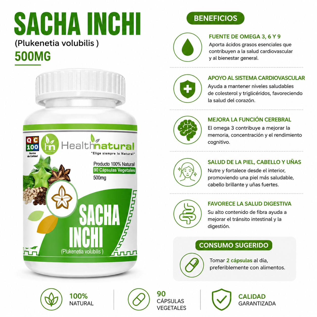 AGUAJE HEALTHNATURAL 500MG + SACHA INCHI HEALTHNATURAL 500MG - 3