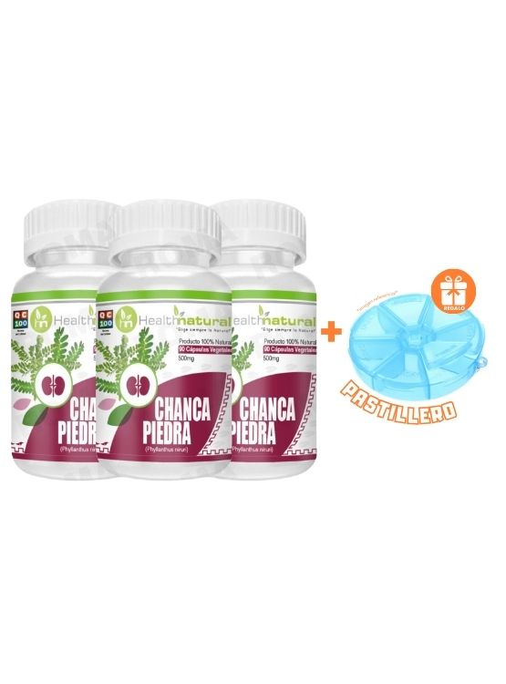 PACK 3 CHANCA PIEDRA HEALTHNATURAL 1500MG + REGALO PASTILLERO - 1