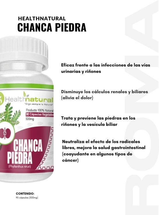 PACK 3 CHANCA PIEDRA HEALTHNATURAL 1500MG + REGALO PASTILLERO - 2