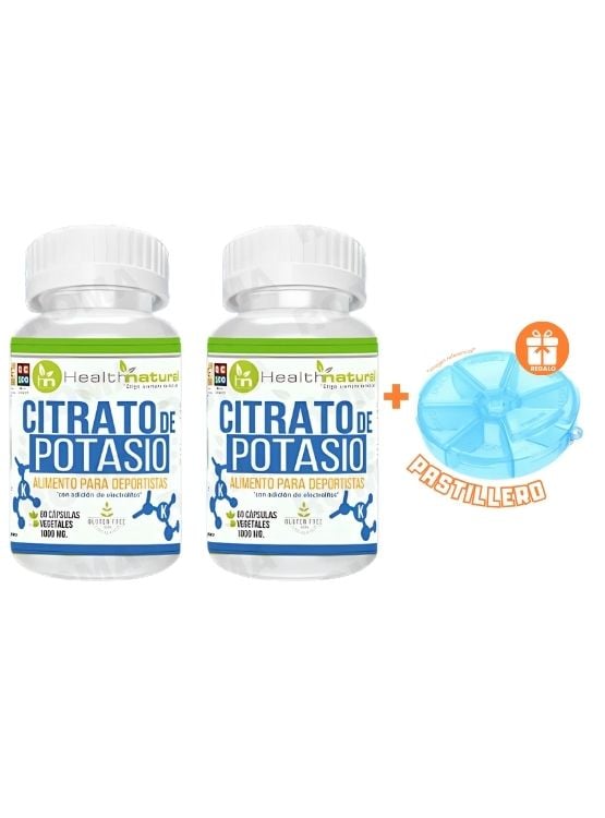 PACK 2 CITRATO DE POTASIO HEALTHNATURAL 2000MG + REGALO PASTILLERO - 1