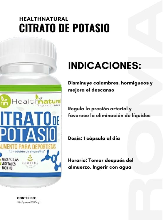 PACK 2 CITRATO DE POTASIO HEALTHNATURAL 2000MG + REGALO PASTILLERO - 3