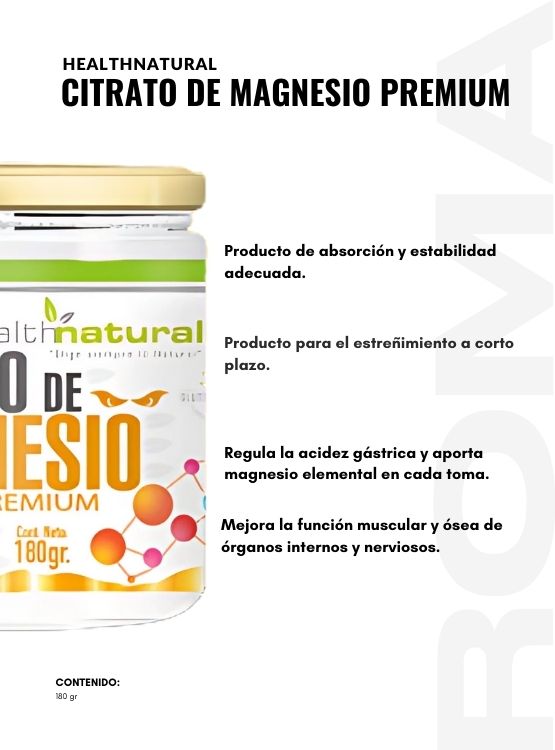 PACK 2 CITRATO DE MAGNESIO PREMIUM HEALTHNATURAL 360GR + REGALO - 2