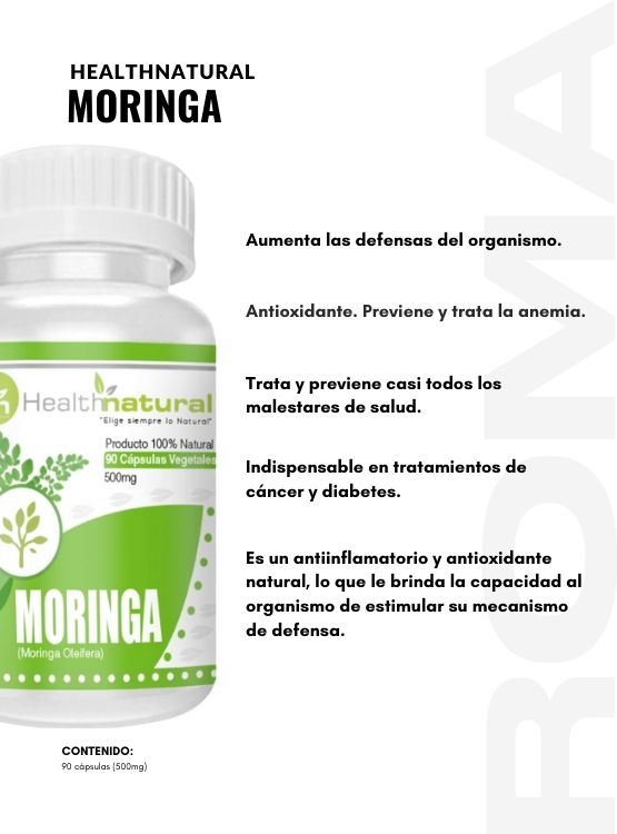 PACK 3 MORINGA HEALTHNATURAL 1500MG + REGALO PASTILLERO - 2