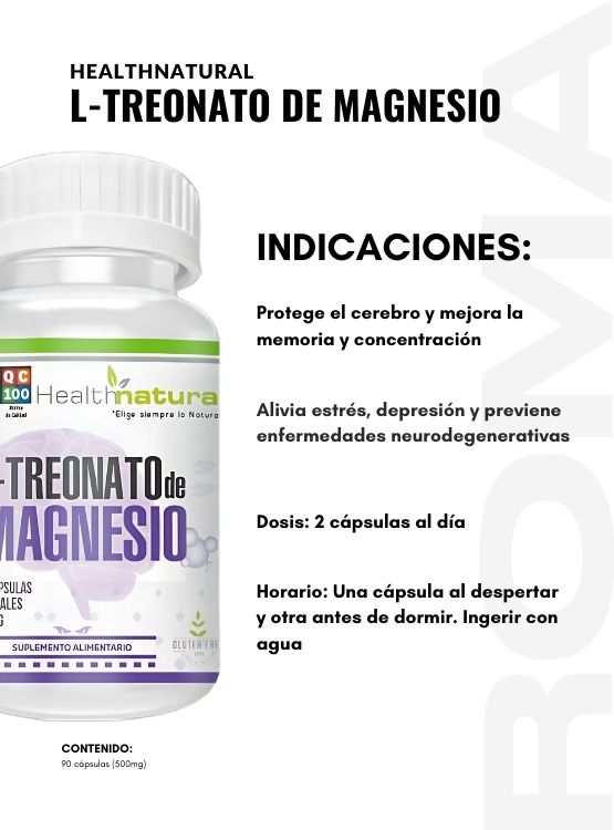PACK 2 L-TREONATO DE MAGNESIO HEALTHNATURAL 1000MG + REGALO PASTILLERO - 3