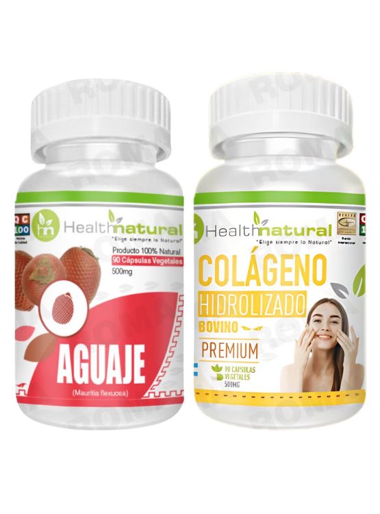 AGUAJE HEALTHNATURAL 500MG + COLÁGENO HIDROLIZADO HEALTHNATURAL 500MG - 1
