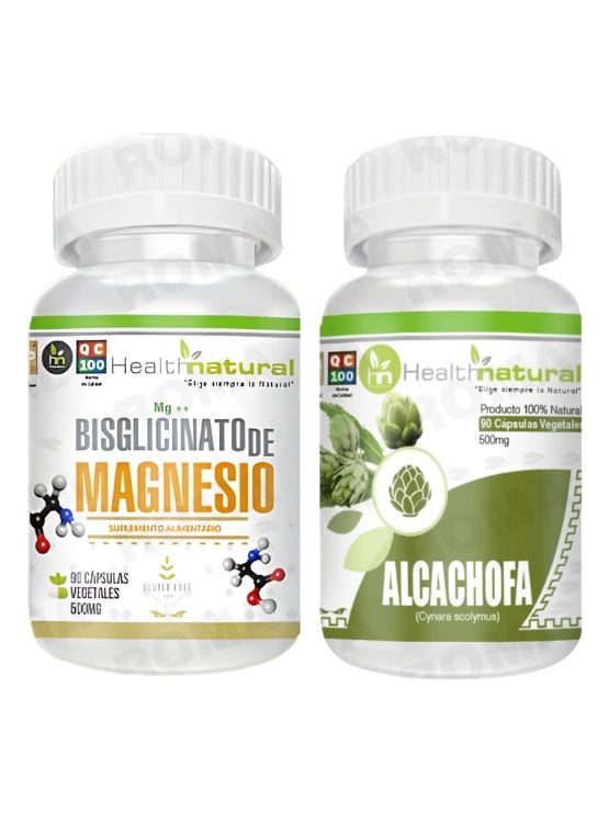 BISGLICINATO DE MAGNESIO HEALTHNATURAL + ALCACHOFA HEALTHNATURAL 500MG - 1