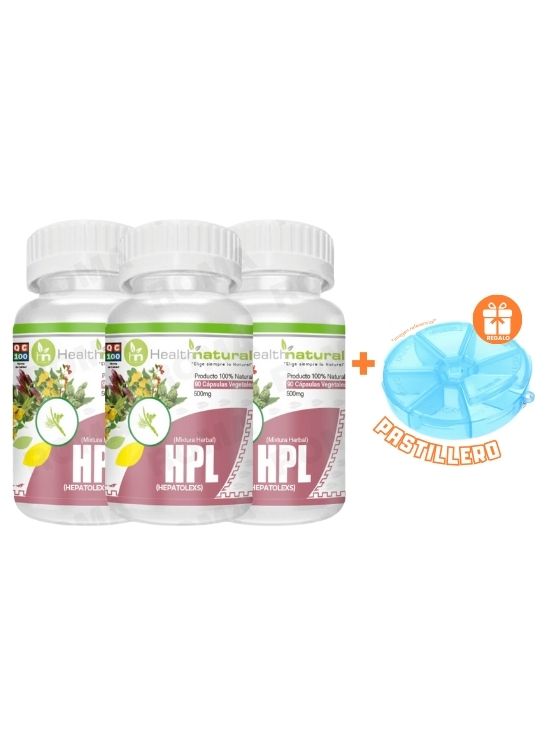 PACK 3 HEPATOLEX (HPL) HEALTHNATURAL 1500MG + REGALO PASTILLERO - 1