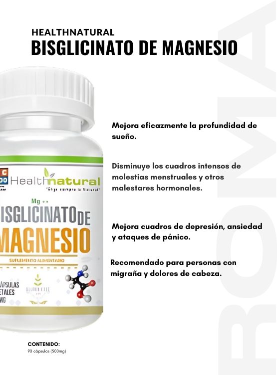 PACK 3 BISGLICINATO MAGNESIO HEALTHNATURAL 1500MG + REGALO PASTILLERO - 2
