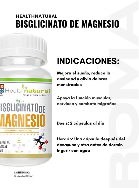 PACK 3 BISGLICINATO MAGNESIO HEALTHNATURAL 1500MG + REGALO PASTILLERO - 3