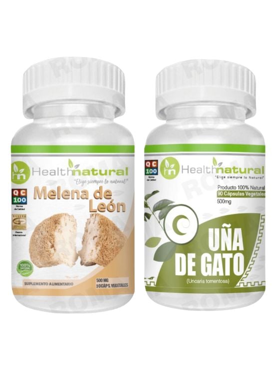 MELENA DE LEÓN HEALTHNATURAL 500MG + UÑA DE GATO HEALTHNATURAL 500MG - 1