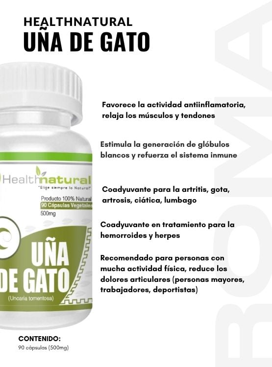 MELENA DE LEÓN HEALTHNATURAL 500MG + UÑA DE GATO HEALTHNATURAL 500MG - 3