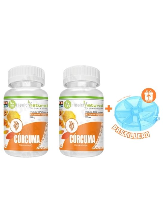 PACK 2 CÚRCUMA HEALTHNATURAL 1000MG + REGALO PASTILLERO - 1