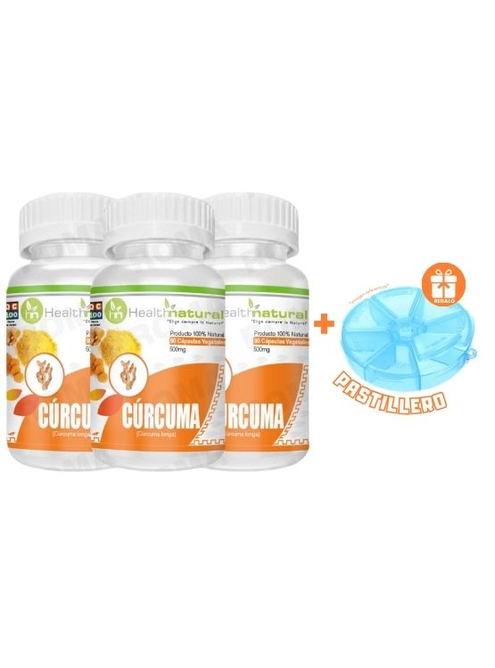 PACK 3 CÚRCUMA HEALTHNATURAL 1500MG + REGALO PASTILLERO - 1
