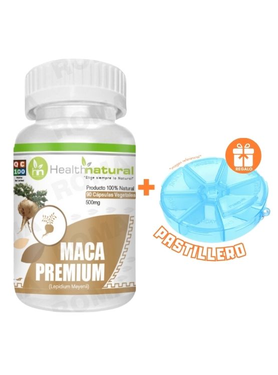 MACA PREMIUM HEALTHNATURAL 500MG + REGALO PASTILLERO - 1