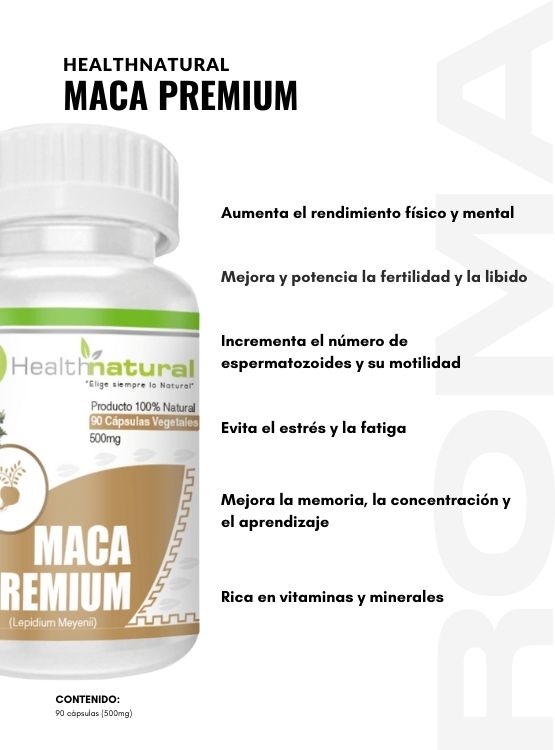MACA PREMIUM HEALTHNATURAL 500MG + REGALO PASTILLERO - 2