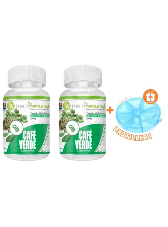 PACK 2 CAFÉ VERDE HEALTHNATURAL 1000MG + REGALO PASTILLERO - 1