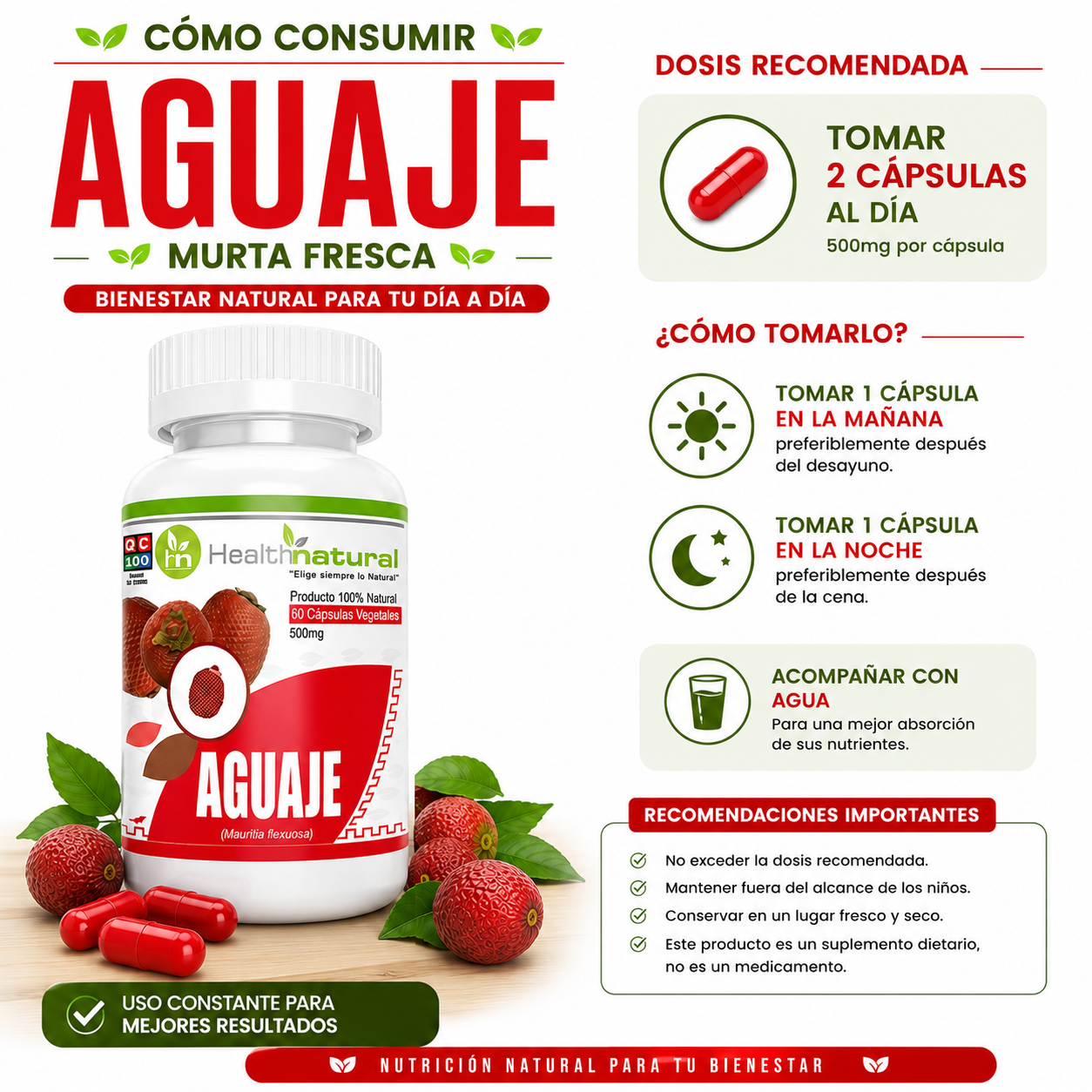 PACK 2 AGUAJE HEALTHNATURAL 1000MG - 3