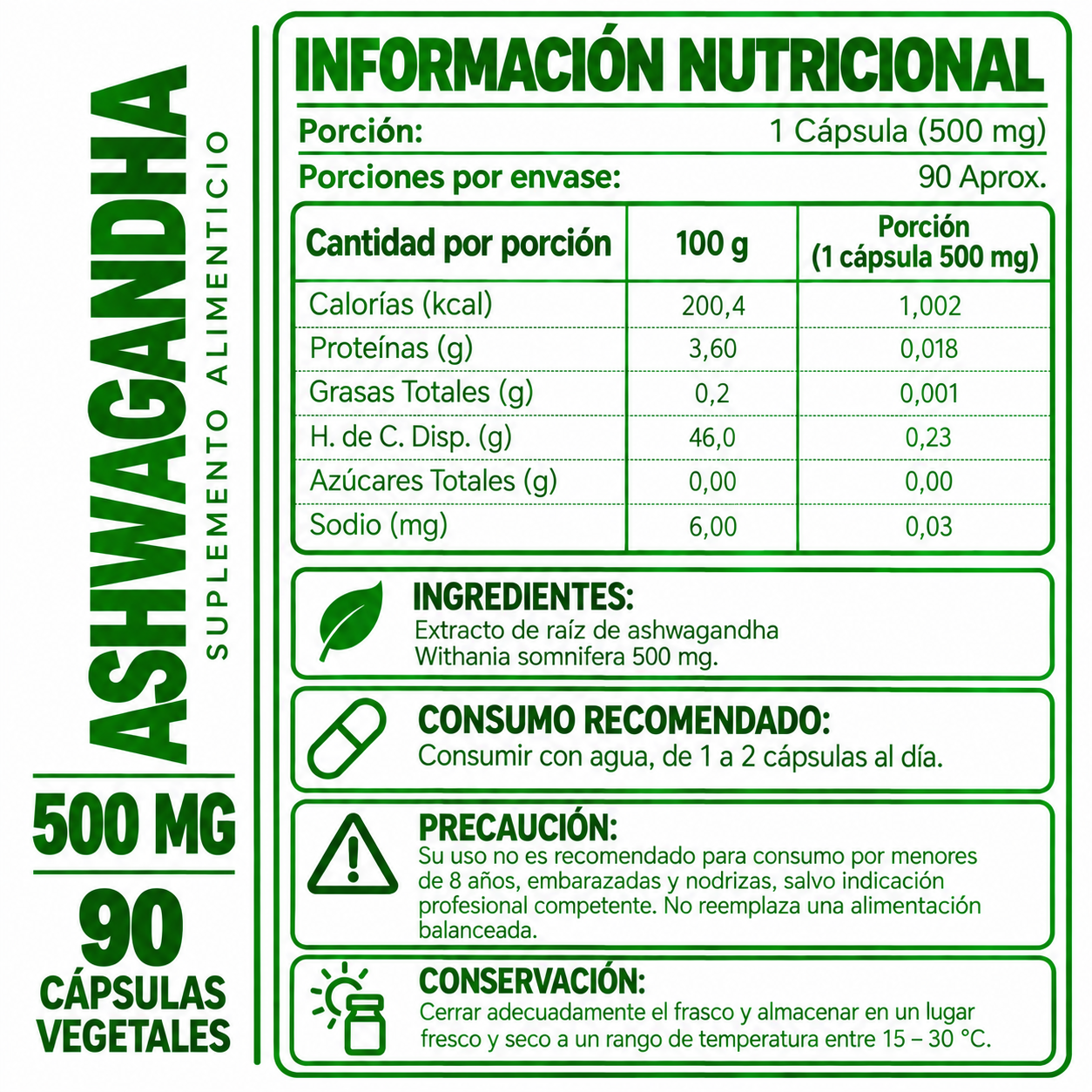 ASHWAGANDHA HEALTHNATURAL 500MG + MORINGA HEALTHNATURAL 500MG - 2