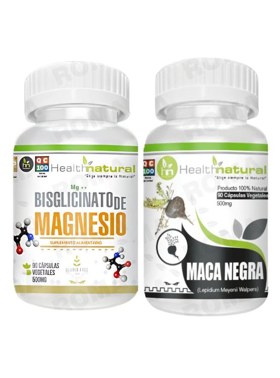 BISGLICINATO DE MAGNESIO HEALTHNATURAL + MACA NEGRA HEALTHNATURAL - 1