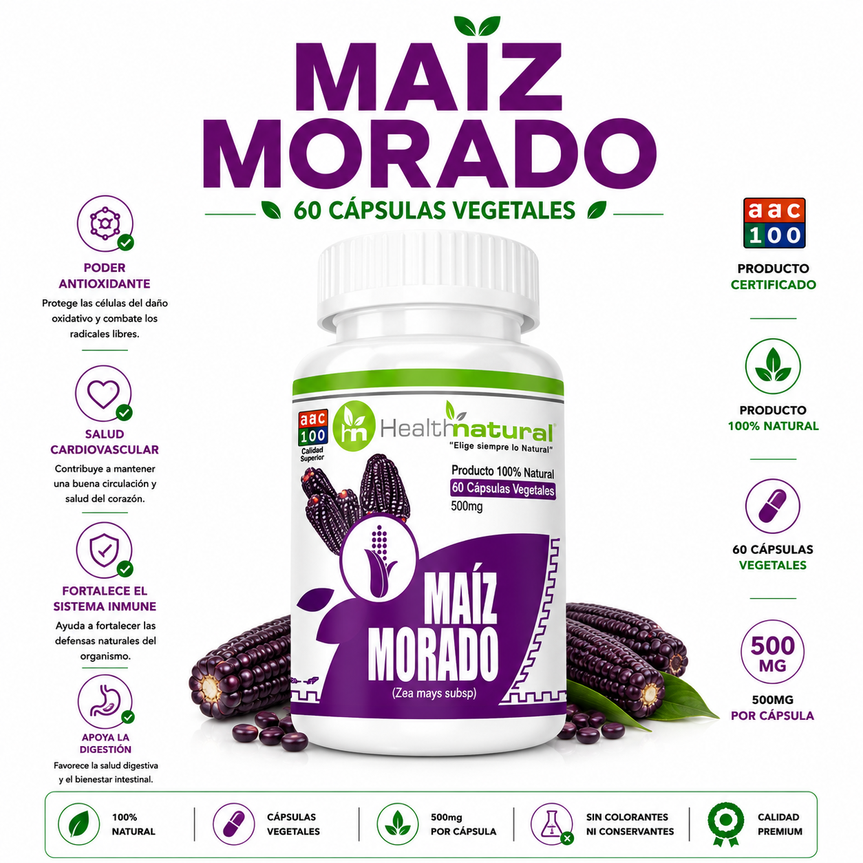 MAIZ MORADO HEALTHNATURAL 500MG - 1