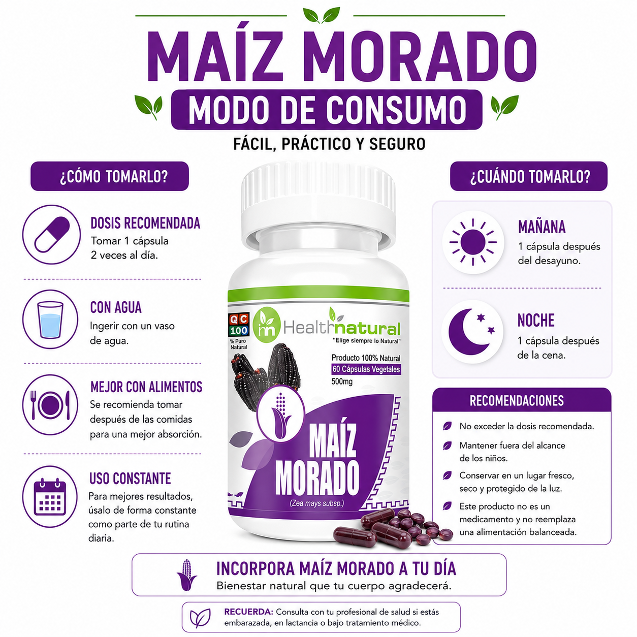 MAIZ MORADO HEALTHNATURAL 500MG - 3