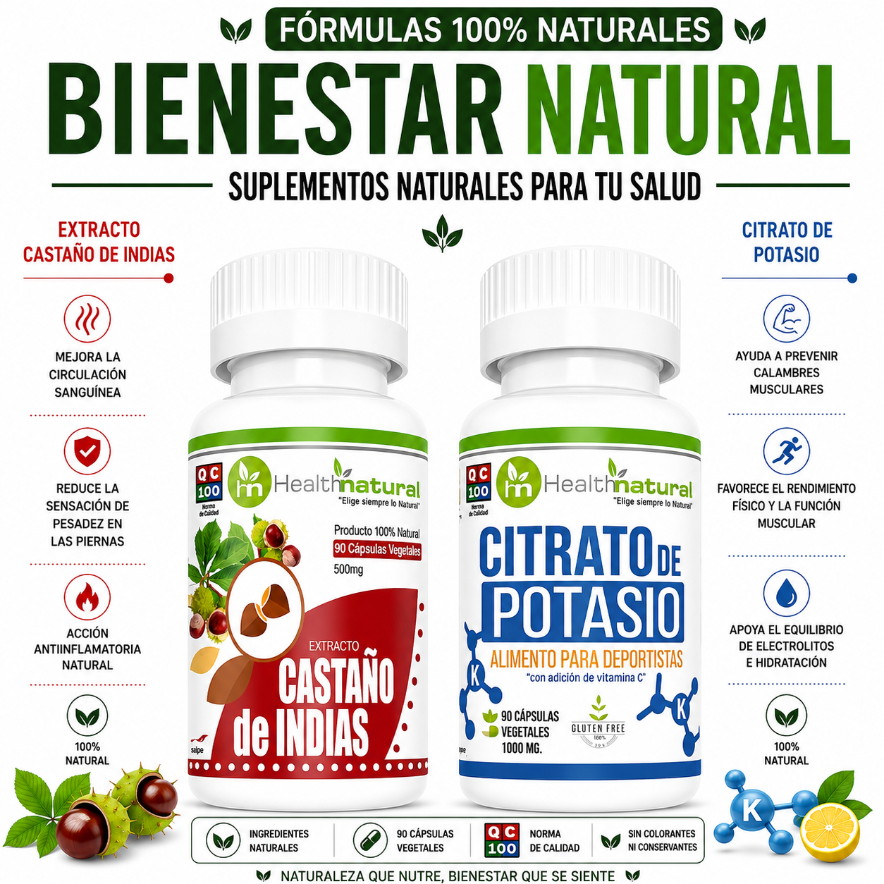 CASTAÑO DE INDIAS HEALTHNATURAL + CITRATO DE POTASIO HEALTHNATURAL - 1