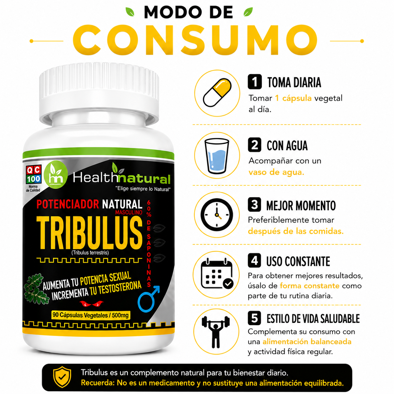 TRIBULUS TERRESTRE HEALTHNATURAL 500MG - 3