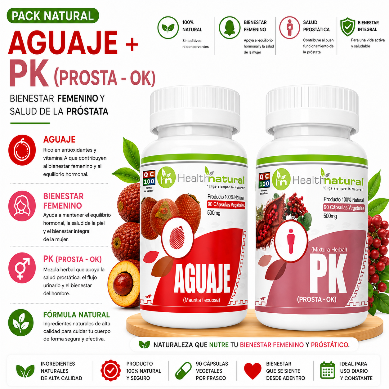 AGUAJE HEALTHNATURAL 500MG + PK(PROSTA-OK) HEALTHNATURAL 500MG - 1