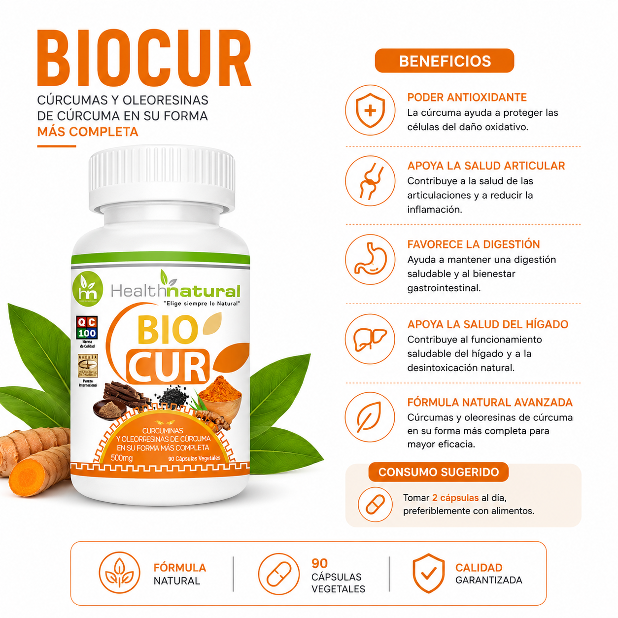 ASHWAGANDHA HEALTHNATURAL 500MG + BIOCUR HEALTHNATURAL 500MG - 3