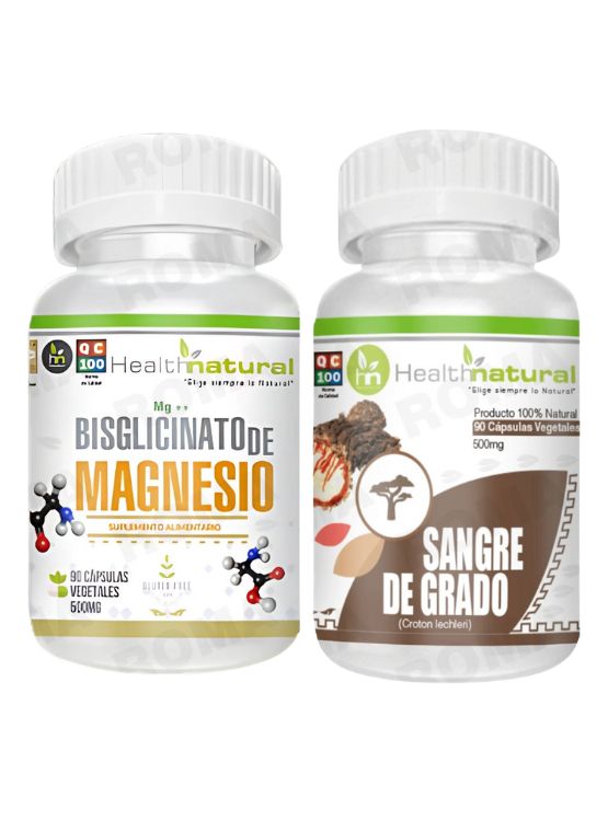 BISGLICINATO DE MAGNESIO HEALTHNATURAL + SANGRE DE GRADO HEALTHNATURAL - 1