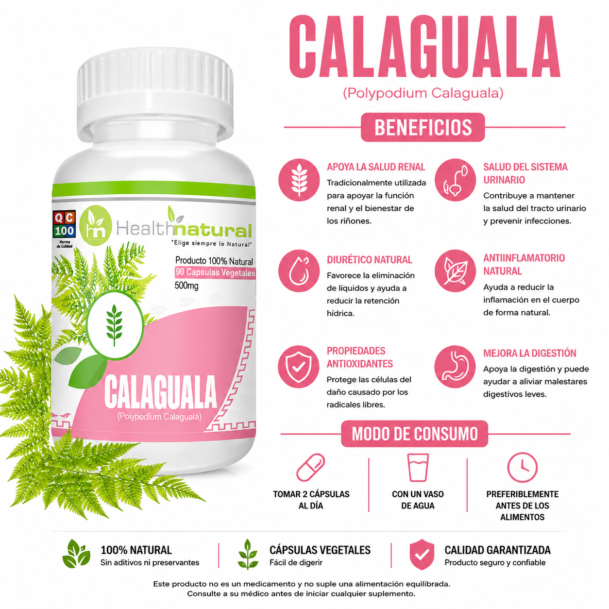 BISGLICINATO DE MAGNESIO HEALTHNATURAL + CALAGUALA HEALTHNATURAL - 3