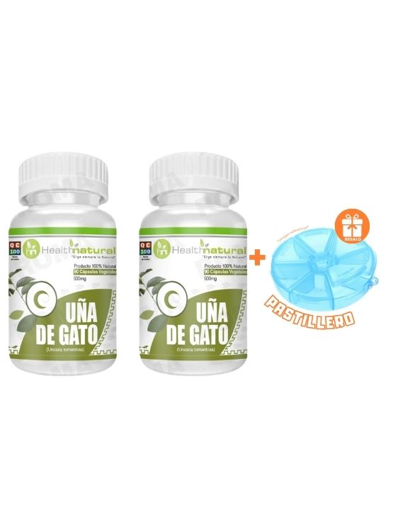 PACK 2 UÑA DE GATO HEALTHNATURAL 1000MG + REGALO PASTILLERO - 1
