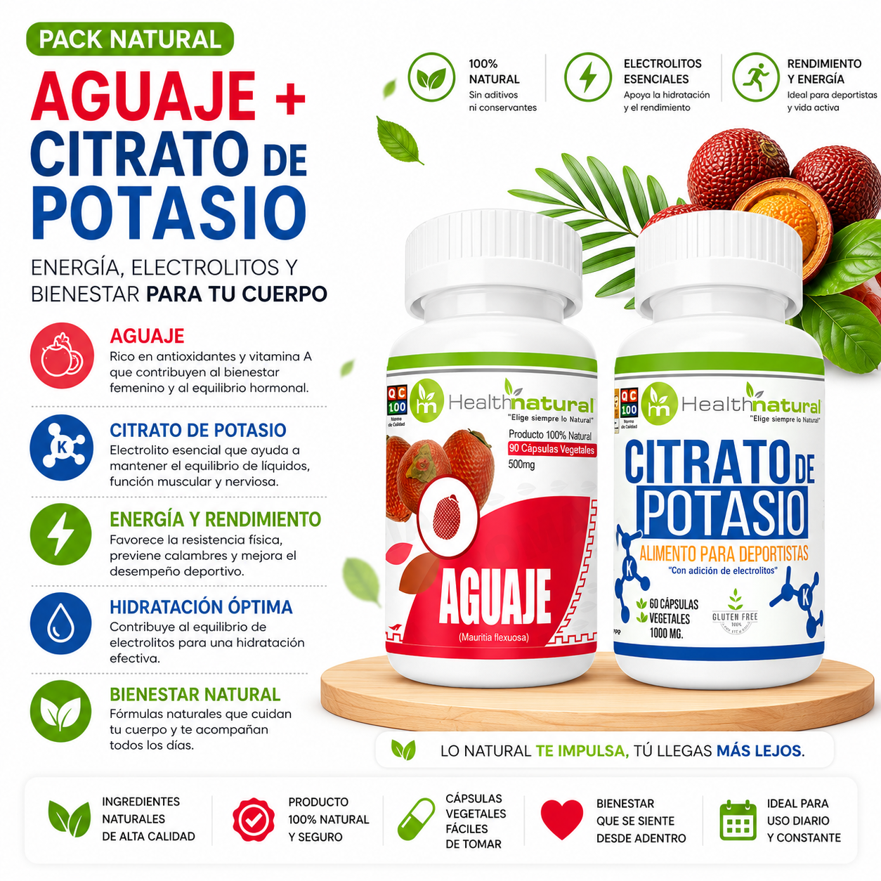 AGUAJE HEALTHNATURAL 500MG + CITRATO DE POTASIO HEALTHNATURAL 1000MG - 1