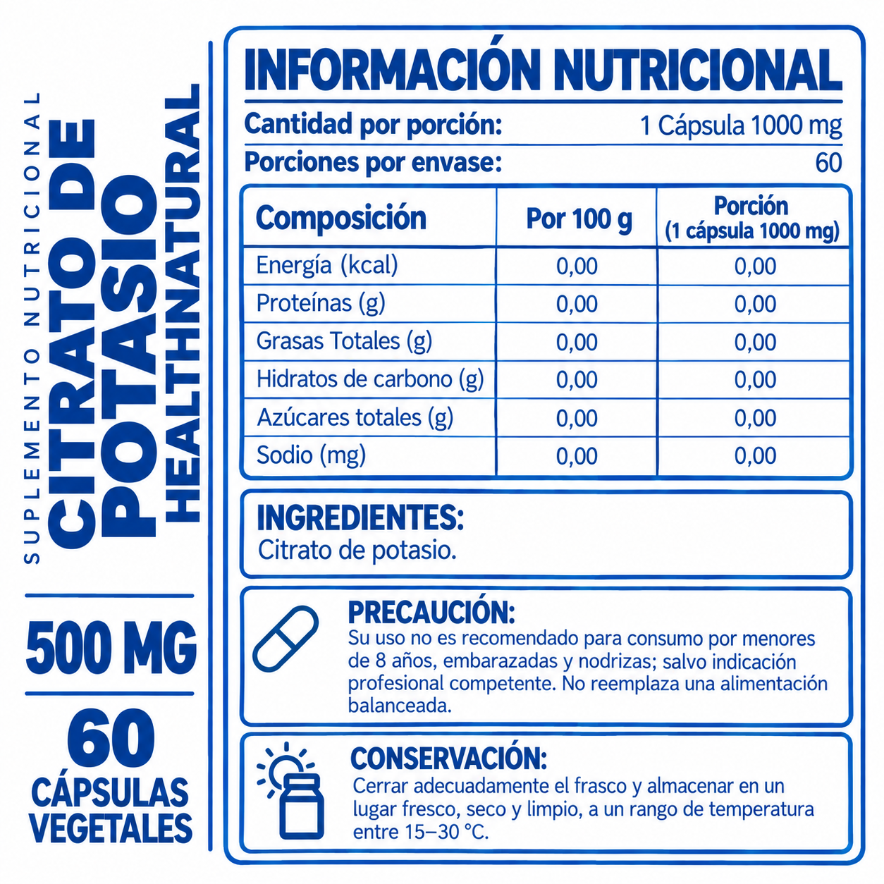 AGUAJE HEALTHNATURAL 500MG + CITRATO DE POTASIO HEALTHNATURAL 1000MG - 3