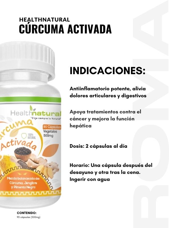 PACK 2 CÚRCUMA ACTIVADA HEALTHNATURAL 1000MG + REGALO PASTILLERO - 3